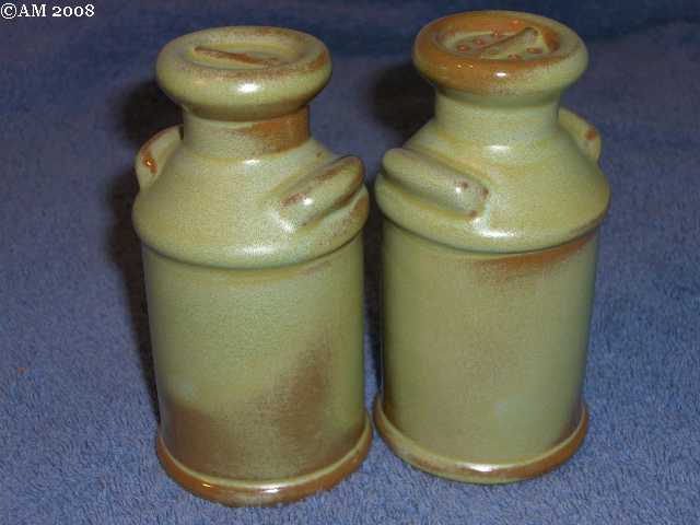 Frankoma Milk Can shakers glazed prairie green